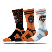 Men's Strideline Houston Dynamo FC Premium 3-Pack Knit Crew Socks Set Strideline