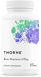 THORNE Basic Nutrients 2/Day - Comprehensive Daily Multivitamin with Optimal Bioavailability - Vitamin and Mineral Formula - Gluten-Free, Dairy-Free, Soy-Free - 60 Capsules (Капсулы) - 30 Servings (Порции) Thorne