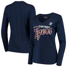 Women's G-III 4Her by Carl Banks Navy Detroit Tigers Post Season Long Sleeve T-Shirt G-III