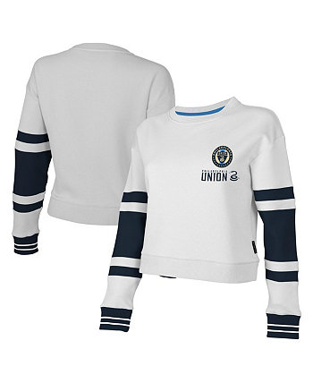 Women's White Philadelphia Union Scrimmage Cropped Pullover Sweatshirt Stadium Essentials