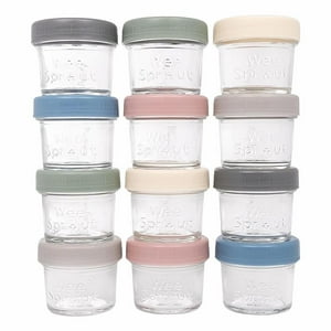 WeeSprout Glass Baby Food Storage Jars with Plastic Lids (4 oz, 12 Pack Set) WeeSprout