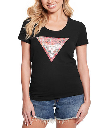 Женская футболка с круглым вырезом и треугольным логотипом GUESS