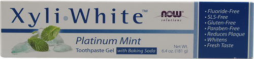 Гель зубной пасты NOW Solutions Xyli White с пищевой содой и платиновой мятой — 6,4 унции NOW Foods