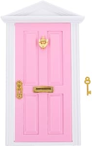 Yardwe 1pc Mini Wooden Door Miniature Wooden Door Furniture Model Fairy Door Opening with Accessories/Tooth Fairy Door for Fairy Tale Education Learning Toy Pretend Playset (Blue) Yardwe