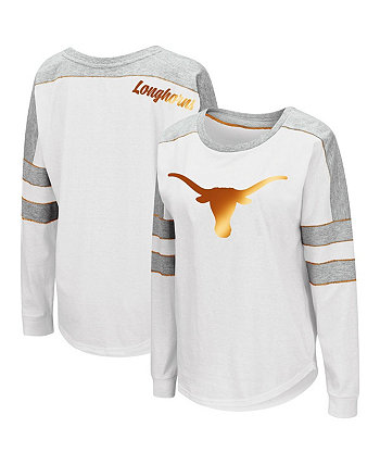 Женская белая футболка с длинным рукавом Texas Longhorns Trey Dolman Colosseum
