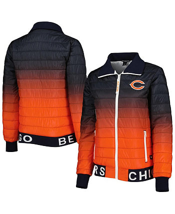 Женская темно-синяя, оранжевая куртка-пуховик Chicago Bears с цветными блоками и молнией во всю длину The Wild Collective
