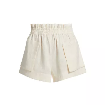 Mira Elasticized Linen Shorts Hevron