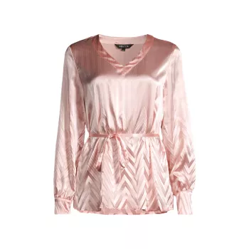 Textured Chevron Belted Blouse Misook