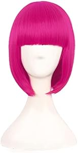 MapofBeauty 12 Inch /30 cm Fashion Lady Short Straight Synthetic Flat Bangs Bob Wig (Black Mixed Brown) MapofBeauty