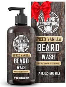 Viking Revolution Spiced Vanilla Beard Conditioner for Men with Argan Oil and Jojoba Oil - Beard Softener and Strengthener Natural Beard Conditioner with Beard Oil - Beard Care Moisturizer (17oz) Viking Revolution