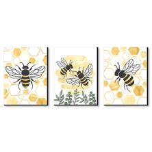 Big Dot of Happiness Little Bumblebee - Bee Nursery Wall Art and Kitchen Decor - 7.5 x 10 inches - Set of 3 Prints Big Dot of Happiness