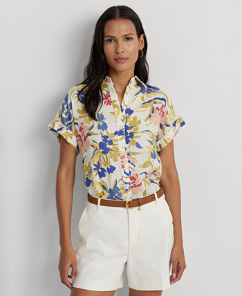 Женская рубашка с коротким рукавом с цветочным принтом LAUREN Ralph Lauren
