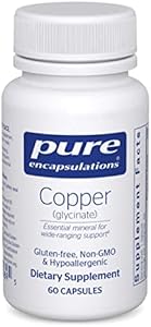 Pure Encapsulations Copper Glycinate 60's - 2 mg Copper Supplement, Supports Red Blood Cell Formation* - Aids Energy Metabolism - Non-GMO & Vegan - 60 Capsules (Капсулы) Pure Encapsulations