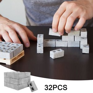 HMPEAIIY Mini Cement Build Own Gray Your Wall Bricks Bricks 32Pcs Mini Education HMPEAIIY