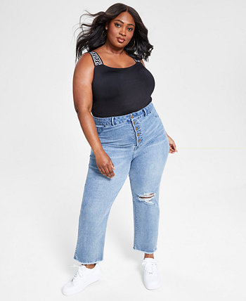 Модные рваные джинсы-бойфренды больших размеров с пуговицами, созданные для Macy's Nina Parker