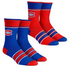 Молодежные носки Rock Em Socks Montreal Canadiens Multi-Stripe 2-Pack Team Crew Socks Set Unbranded