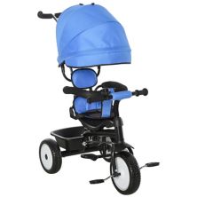 Qaba Baby Tricycle 6 In 1 Stroller with Adjustable Canopy Detachable Guardrail Belt for Age 6 60 Months Grey Qaba