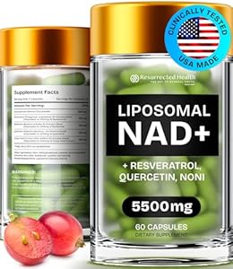 NMN Supplement Alternative - High Absorption NAD, Resveratrol, Berberine, Quercetin, Noni - Liposomal NAD Supplement for Anti Aging, Brain Support, Gut & Joint Heath - 60 Capsules (Капсулы) Resurrected Health