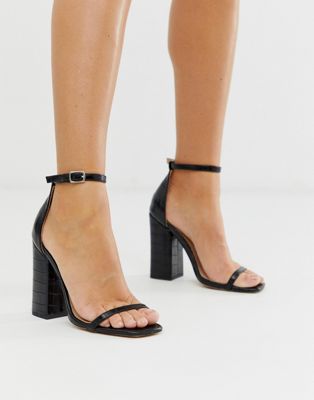 Черные босоножки на каблуке с квадратным носком Simmi London Joice SIMMI Shoes