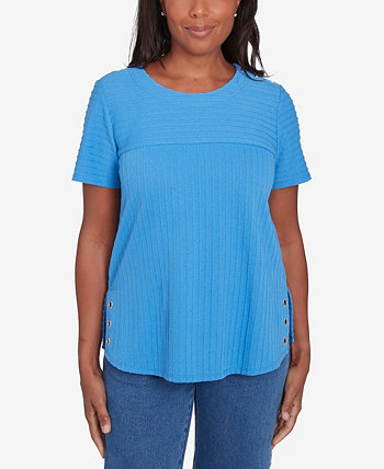 Petite Classics Solid Textured Short Sleeve T-Shirt Alfred Dunner