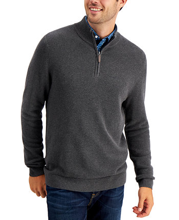 Мужской фактурный хлопковый свитер с застежкой-молнией, созданный для Macy's Club Room
