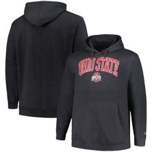 Men's Champion Heather Charcoal Ohio State Buckeyes Big & Tall Arch Over Logo Powerblend Pullover Hoodie Champion
