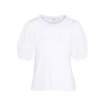 Longfield Eyelet-Embroidered Slubbed Cotton Top Barbour