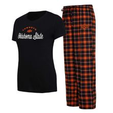 Women's Concepts Sport Black/Orange Oklahoma State Cowboys Arctic T-Shirt & Flannel Pants Sleep Set Unbranded