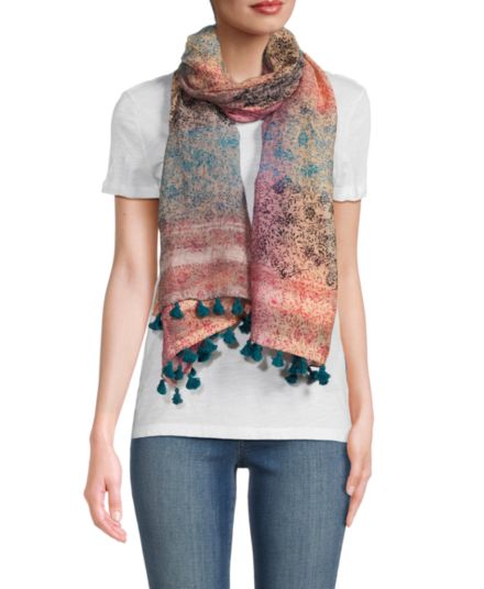 Шелковый шарф с цветочной кисточкой La Fiorentina