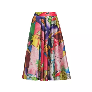 Abstract Pleated Midi-Skirt Stella Jean