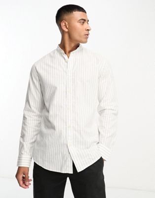 Рубашка Selected Homme с дедушкиным воротником в белую полоску Selected