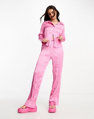Розовые жатые брюки Monki - часть комплекта. Monki