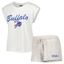 Женский комплект для сна, белая/кремовая трикотажная футболка и шорты Buffalo Bills Montana Concepts Sport Unbranded