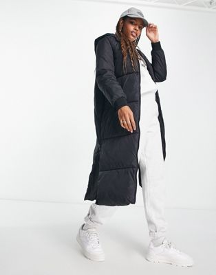 Черное утепленное пальто макси с капюшоном JDY JDY