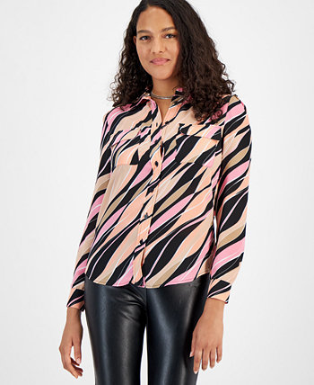 Женская рубашка на пуговицах с волнистым принтом, созданная для Macy's Bar III