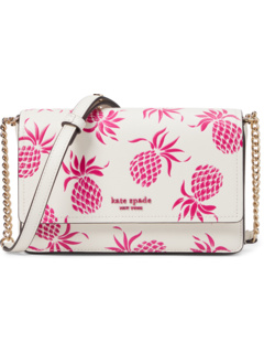 Morgan Pineapple Embossed Saffiano Leather Flap Chain Wallet Kate Spade New York