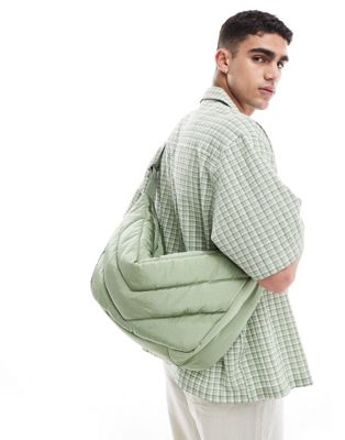 ASOS DESIGN soft cross body bag with quilt in sage green ASOS DESIGN
