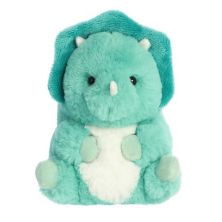 Aurora Mini Blue Rolly Pet 5&#34; Teya Triceratops Round Stuffed Animal Aurora