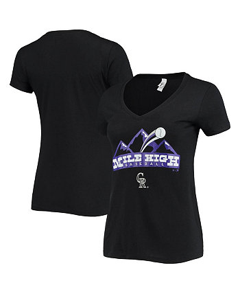 Черная женская футболка с v-образным вырезом Colorado Rockies Hometown BreakingT