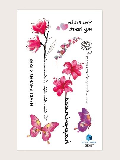 1 лист Тату-наклейка с цветочным узором SHEIN