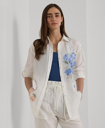 Женская льняная рубашка с цветочным принтом Ralph Lauren
