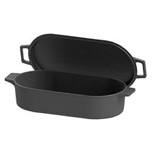 Bayou Classic 7477 6 Quart Large Cast Iron 17 In x 9.25 In Oval Fryer with Lid Bayou Classic