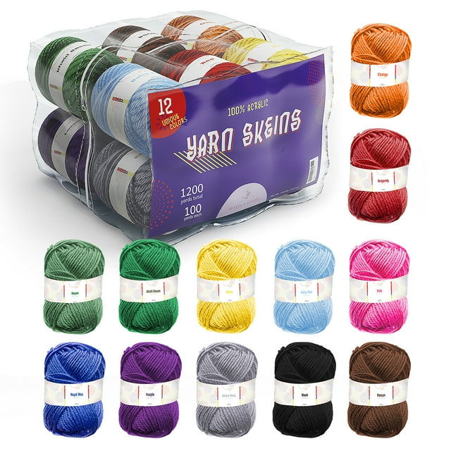 Hearth & Harbor Acrylic Yarn for Crochet, 2400 Yards, 24 Pack Hearth & Harbor