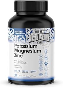 Magnesium Potassium Supplements w/Zinc - 90 Capsules - Magnesium Potassium Zinc for Vascular Health – High Absorption Vegan Potassium Magnesium Supplement for Leg Cramps & Sleep GINSPIRE NUTRITION