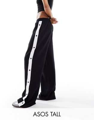 ASOS DESIGN Tall straight leg sweatpants with side snaps in black ASOS Tall