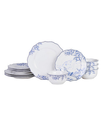 Наклейка Hudson Valley на белом фоне Фарфоровый набор столовой посуды из 12 предметов, сервиз на 4 персоны 222 Fifth