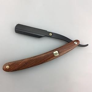 FOMIYES 2pcs Vintage Straight Wooden Handle Barber with Folding Design Metal Hair Shaper for Close Shaving Ideal for Home and Salon Use Fomiyes