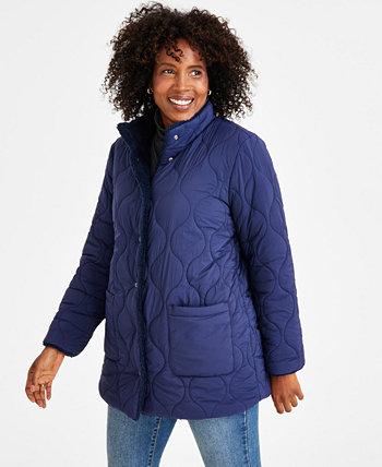 Двусторонняя стеганая куртка из шерпы Petite, созданная для Macy's Style & Co