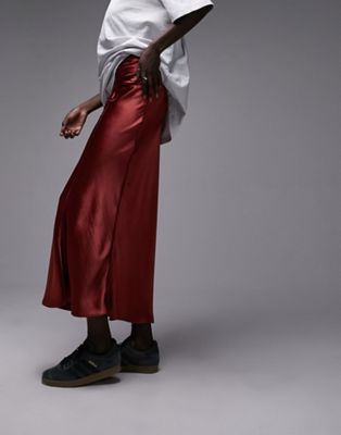 Асимметричная юбка макси Topshop Tall с присборенной вставкой цвета Spice Topshop Tall