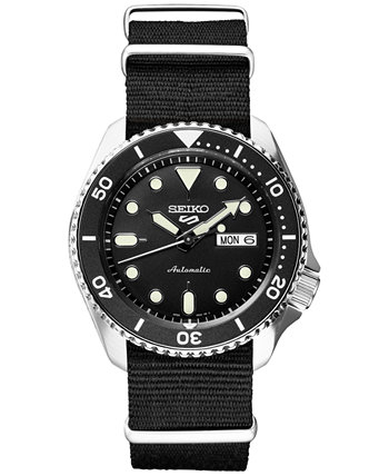 LIMITED EDITION Мужские автоматические 5 спортивные часы с черным нейлоновым ремешком 42,5 мм, созданные для Macy's Seiko